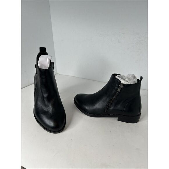 David Tate Women Golden Wide Black Leather‎ Ankle Chelsea Boots Size 6 - Picture 1 of 9